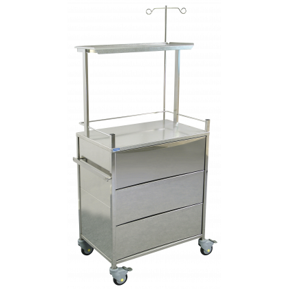 Chariot médical avec tiroirs 24 cm Promotal (1 plateau) - inox