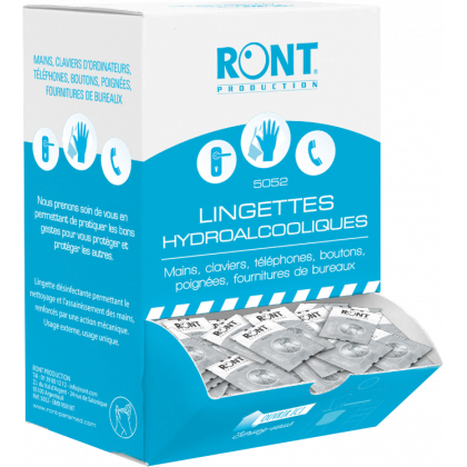 Lingette imprégnée de gel hydroalcoolique (boite de 250)