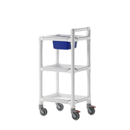 Chariot de soins et de transport à étagères et vasque amovible amagnétique RCN Médical (compatible 3T)